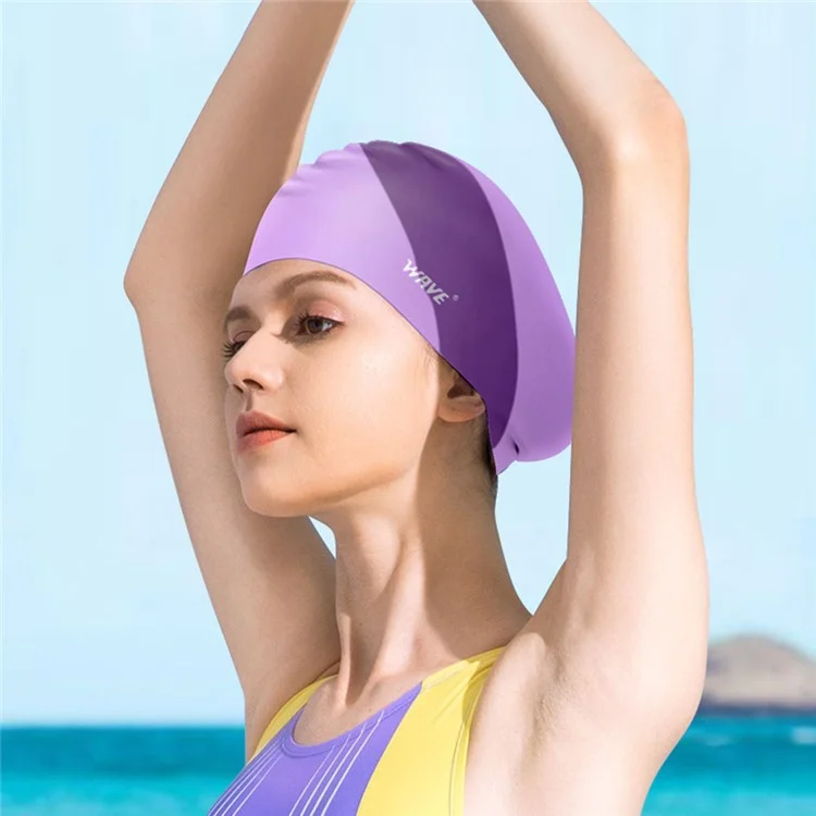 WAVE SC-4614 Swimming Cap Men Women Ear Protection Silicone Swim Hat for Pool Beach - Blue