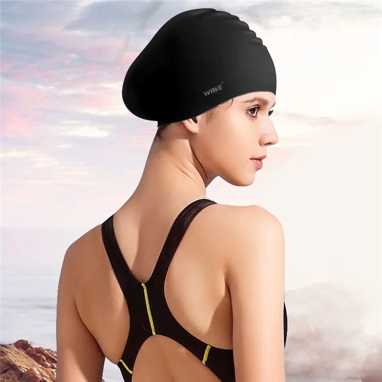 WAVE SC-4614 Swimming Cap Men Women Ear Protection Silicone Swim Hat for Pool Beach - Blue