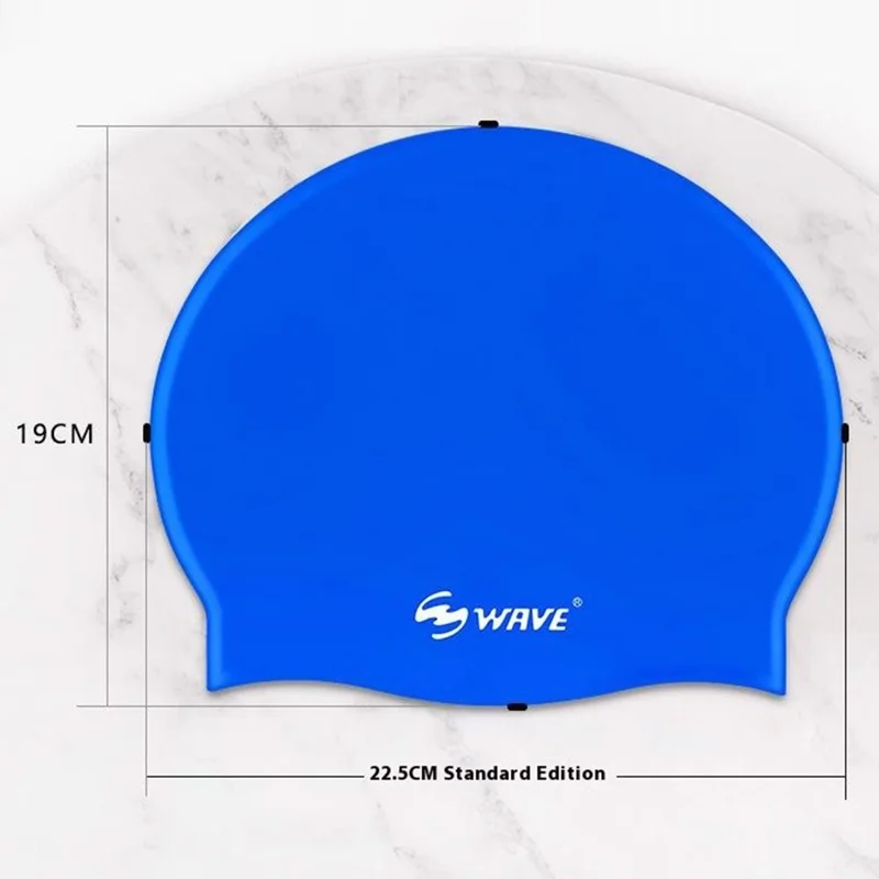 WAVE SC4602 Silicone Swim Cap for Men Women Waterproof Large Size Thick Long Hair Swimming Cap - Blue