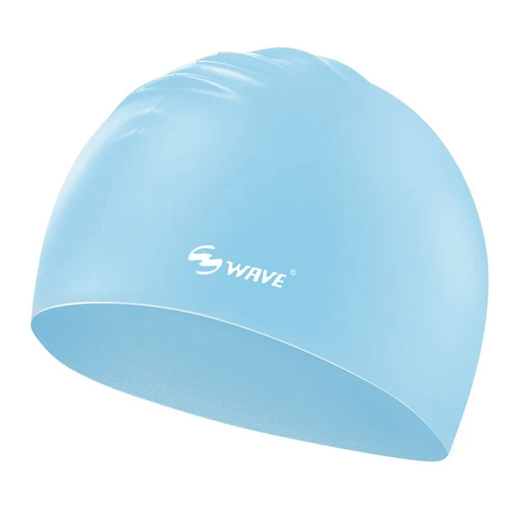 WAVE SC4602 Bonnet de natation en silicone pour hommes et femmes, imperméable, grande taille, pour cheveux longs épais - Bleu ciel