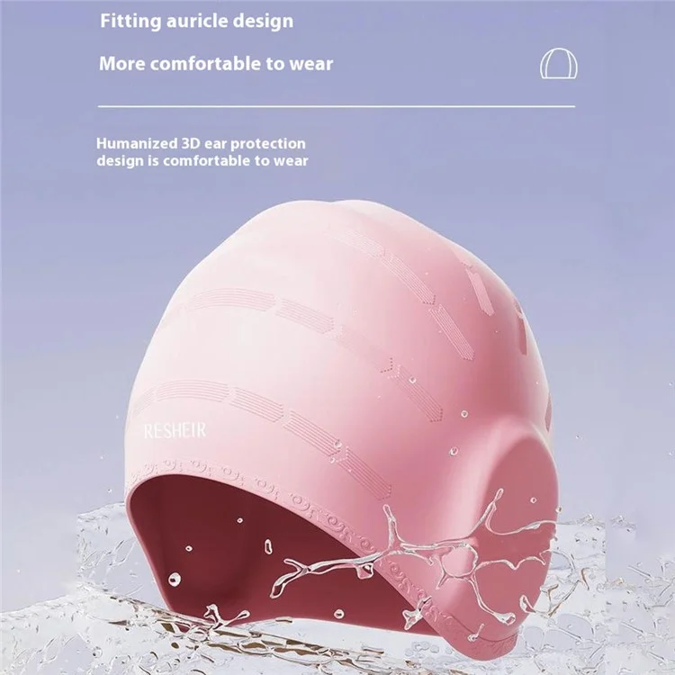 RESHEIR Bonnet de bain pour femme Grande taille Protection des oreilles Haute élasticité Bonnet de bain pour cheveux longs - Blanc