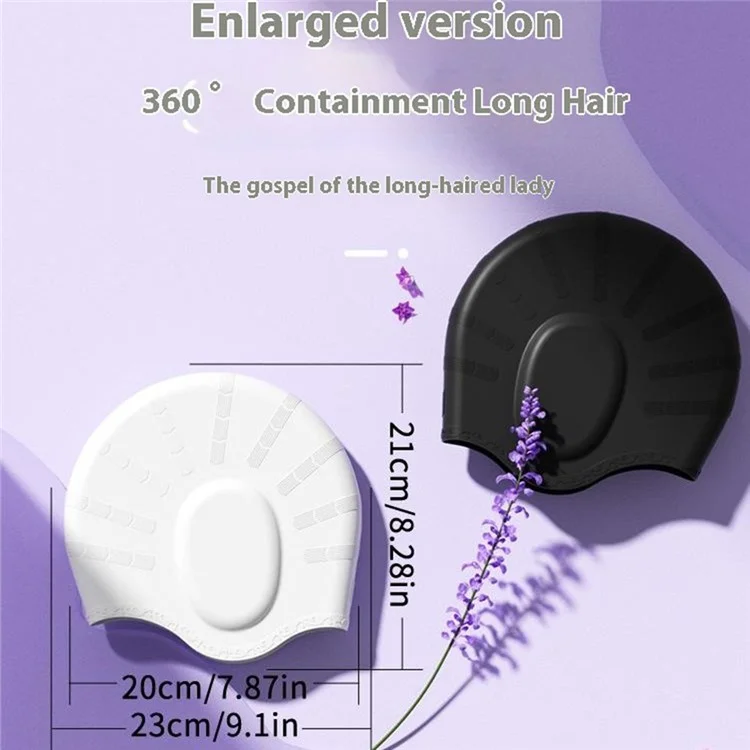 RESHEIR Bonnet de bain pour femme Grande taille Protection des oreilles Haute élasticité Bonnet de bain pour cheveux longs - Blanc