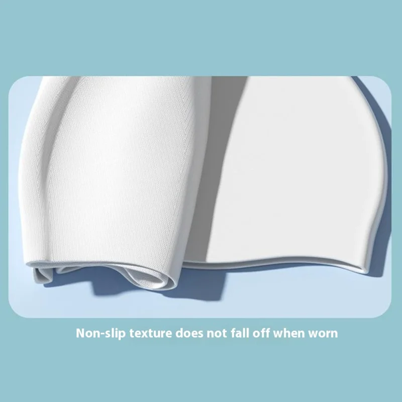 RESHEIR 22.5 x 19.5cm Adult Swim Cap Solid Color Elastic Silicone Swimming Hat for Men Women - White