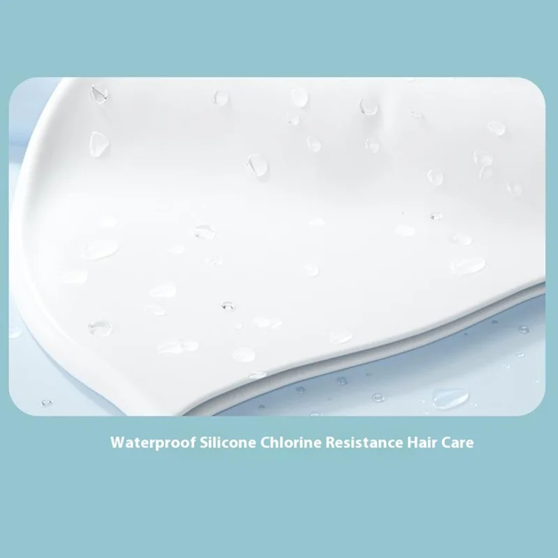 RESHEIR 22.5 x 19.5cm Adult Swim Cap Solid Color Elastic Silicone Swimming Hat for Men Women - White