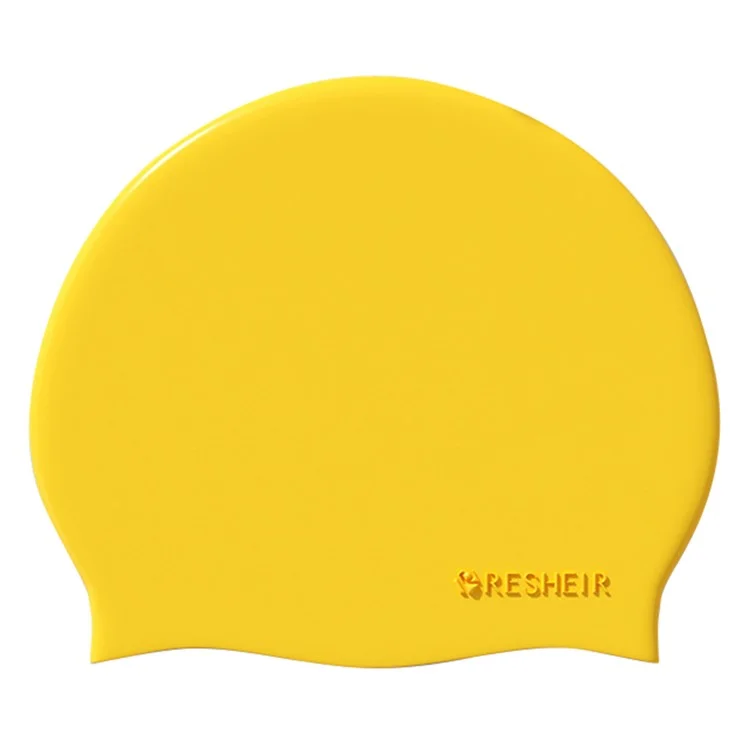RESHEIR 22.5 x 19.5cm Adult Swim Cap Solid Color Elastic Silicone Swimming Hat for Men Women - Yellow