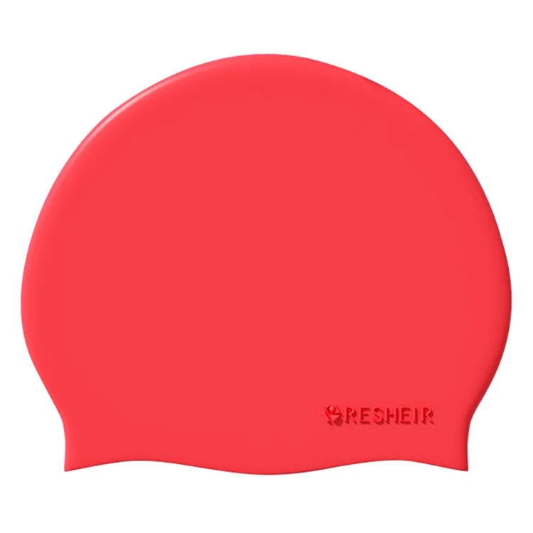 RESHEIR 22.5 x 19.5cm Adult Swim Cap Solid Color Elastic Silicone Swimming Hat for Men Women - Red