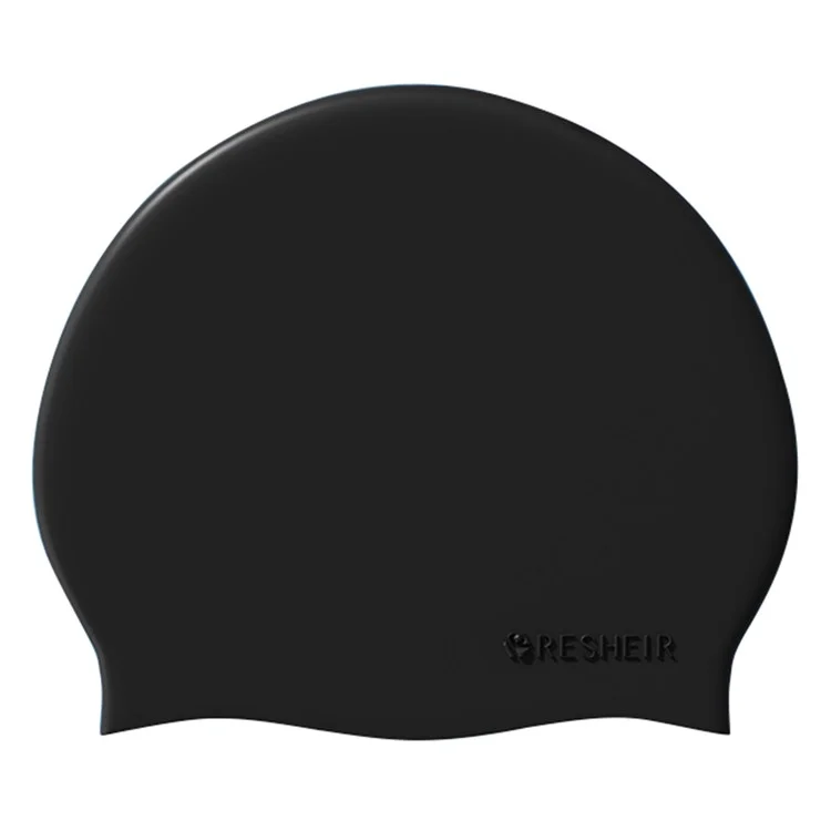 RESHEIR 20 x 24cm Adult Swim Cap Solid Color Elastic Silicone Swimming Hat for Men Women - Black