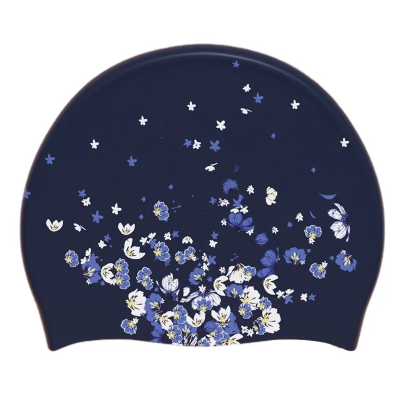 RESHEIR 24x20cm Women Swimming Cap Stylish Printed Silicone Swim Hat - Flower