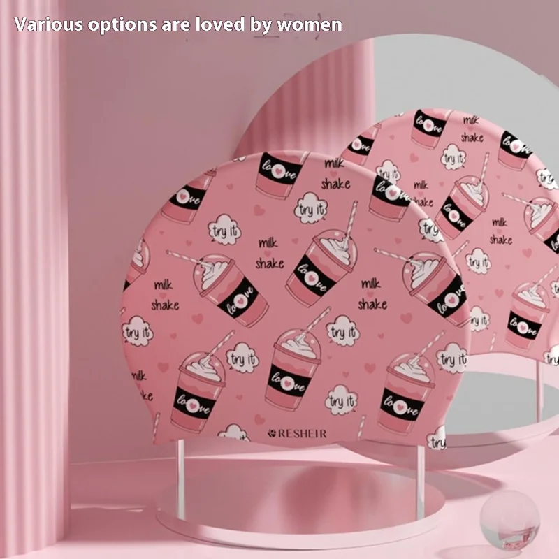 RESHEIR 24 x 20cm Adult Silicone Swim Cap Ear Protection Fashionable Printed Swimming Hat for Men Women - Tower