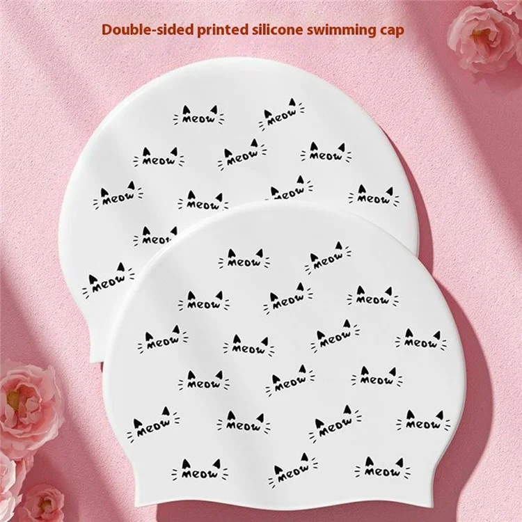 Cappello da nuoto in silicone con stampa alla moda per donne, ad alta elasticità, per capelli lunghi, 24x20cm