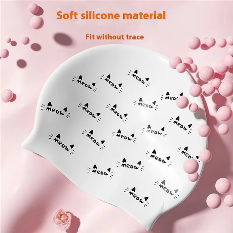 Cappello da nuoto in silicone con stampa alla moda per donne, ad alta elasticità, per capelli lunghi, 24x20cm