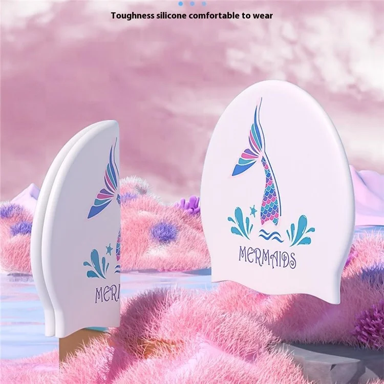 Touca de Natação Longa para Mulheres, Silicone Impresso, Impermeável, Antideslizante, Proteção para os Ouvidos, 24x20cm