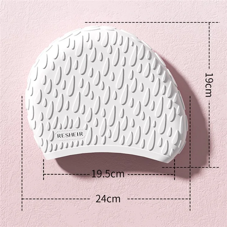 RESHEIR Cuffia da Nuoto in Silicone per Adulti Impermeabile, Alta Elasticità, Antiscivolo - Bianco, 24x19cm