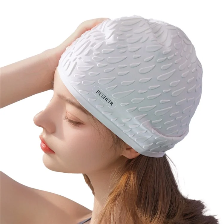 RESHEIR Cuffia da Nuoto in Silicone per Adulti Impermeabile, Alta Elasticità, Antiscivolo - Bianco, 24x19cm