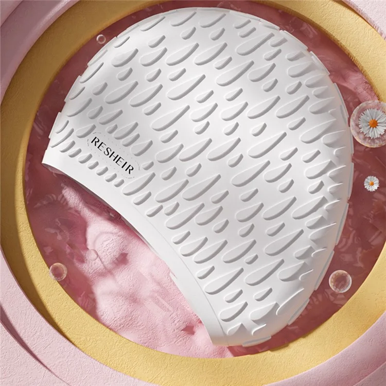 RESHEIR Cuffia da Nuoto in Silicone per Adulti Impermeabile, Alta Elasticità, Antiscivolo - Bianco, 24x19cm