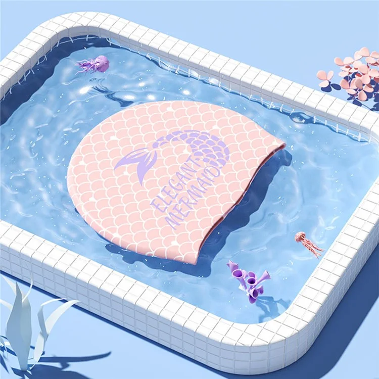 Cuffia da Nuoto per Donne con Motivo Sirena, Protezione Orecchie Antiscivolo in Silicone, 24x20cm