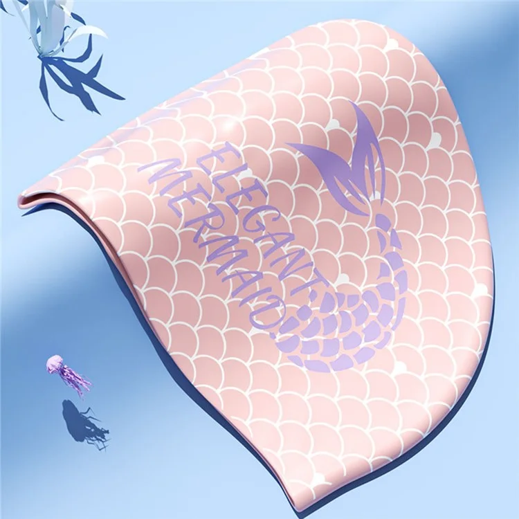 Cuffia da Nuoto per Donne con Motivo Sirena, Protezione Orecchie Antiscivolo in Silicone, 24x20cm