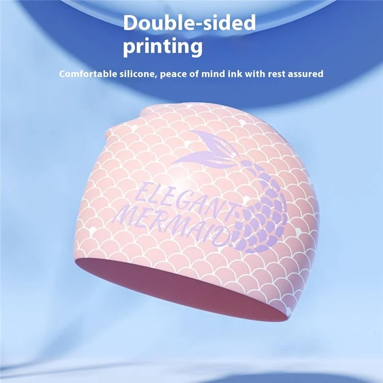 Cuffia da Nuoto per Donne con Motivo Sirena, Protezione Orecchie Antiscivolo in Silicone, 24x20cm