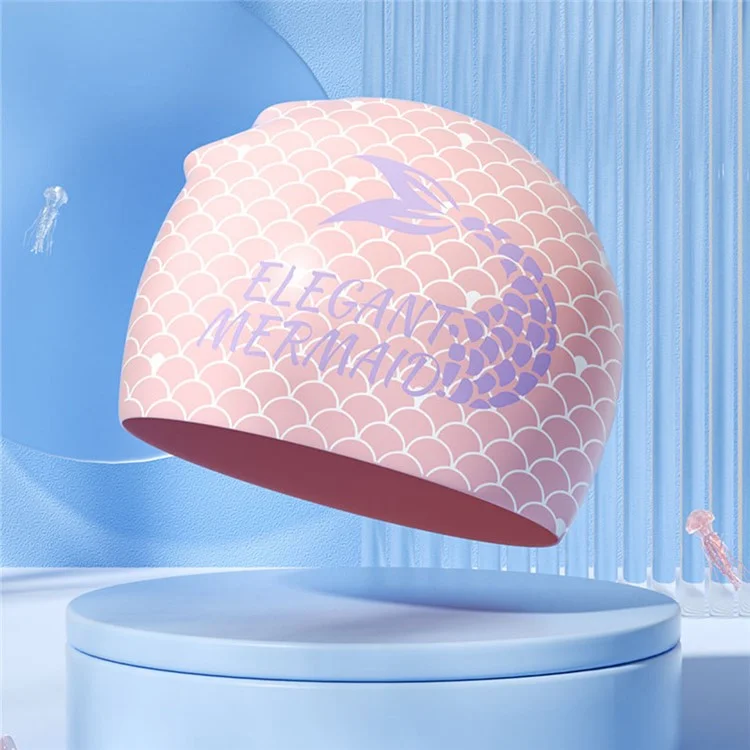 Cuffia da Nuoto per Donne con Motivo Sirena, Protezione Orecchie Antiscivolo in Silicone, 24x20cm