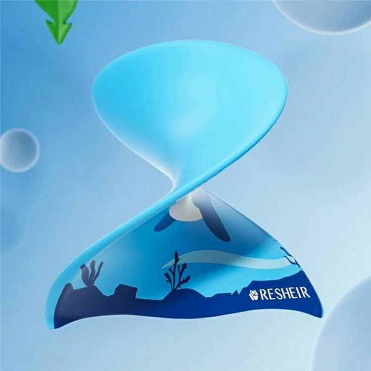 RESHEIR Cartoon Shark Pattern Silicone Swim Cap for Kids Waterproof Ear Protection Swimming Hat, 22.5 x 19.5cm