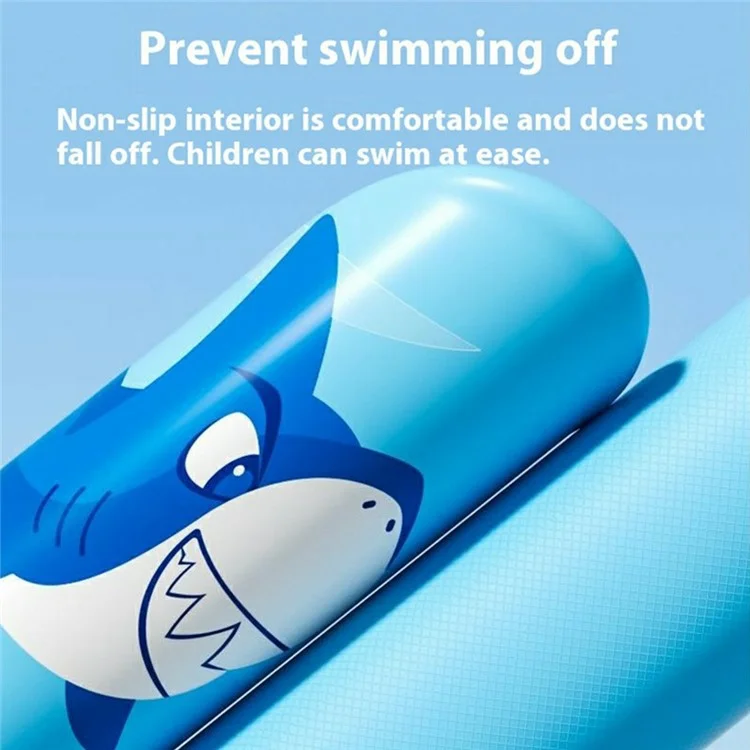 RESHEIR Cartoon Shark Pattern Silicone Swim Cap for Kids Waterproof Ear Protection Swimming Hat, 22.5 x 19.5cm