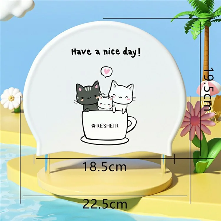 RESHEIR Bonnet de Bain en Silicone pour Enfants Motif Animal de Dessin Animé Protection Imperméable des Oreilles, 22,5 x 19,5 cm - Café et Chats