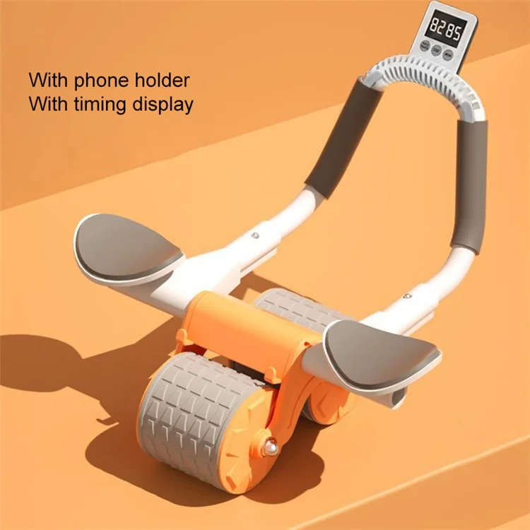 Elbow Support Automatic Rebound Abdominal Wheel Ab Roller Core Exercise Equipment with Timer - Orange