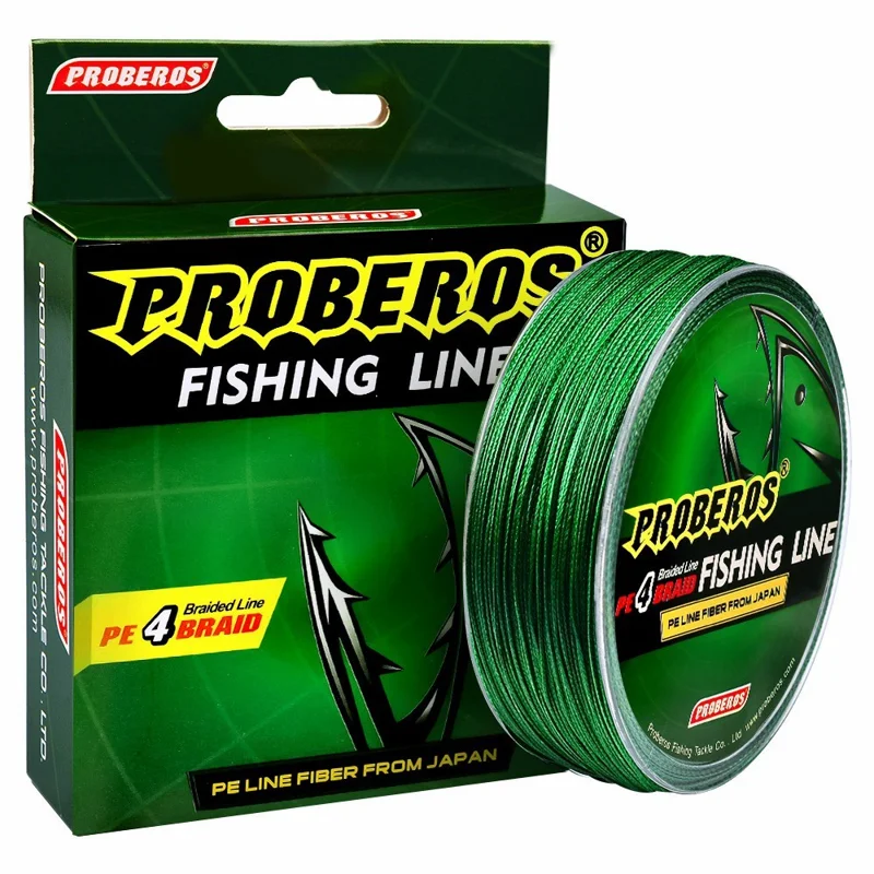 PROBEROS 100M PE Geflochtene Angelschnur 4-fach High-Strength Multifilament Angelschnur Grün - 2.0 / 25LB