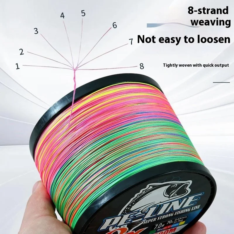 Linha de Pesca Trançada de 8 Fios, 500m, Resistente à Abrasão, para Arremesso, Cor Muda a Cada 10m - Linha Nº 0,6