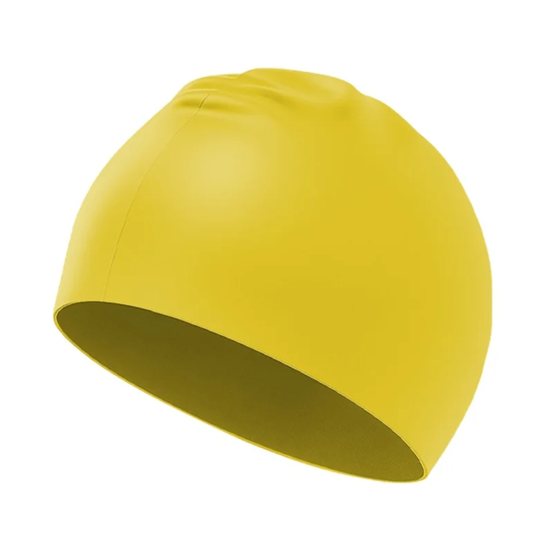Bonnet de bain pour enfants en silicone étanche antidérapant avec protection des oreilles - Jaune