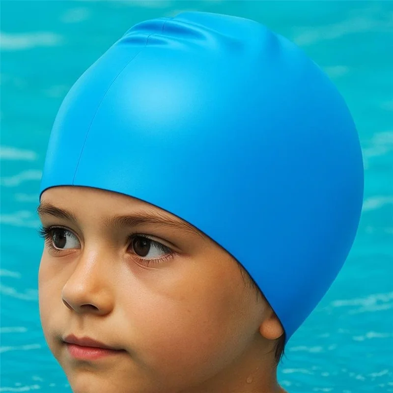 Bonnet de bain pour enfants en silicone étanche antidérapant avec protection des oreilles - Jaune