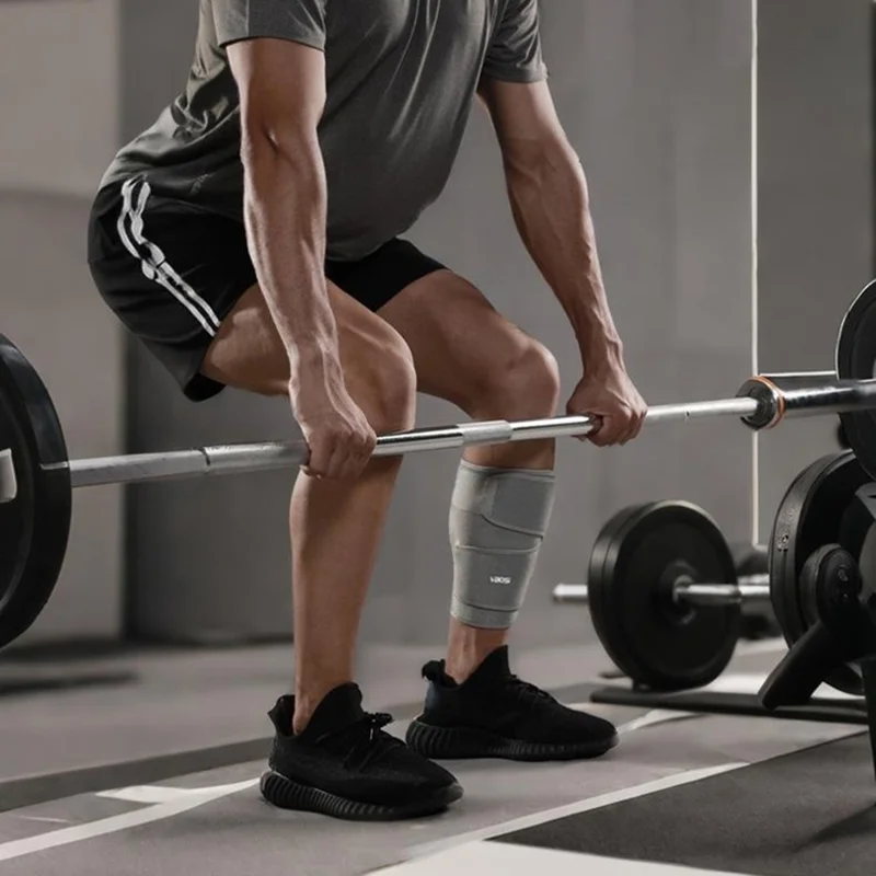 VBOSI 8338V 1Pc Calf Compression Sleeve Breathable Shock Absorption Protective Gear for Running Cycling - Grey