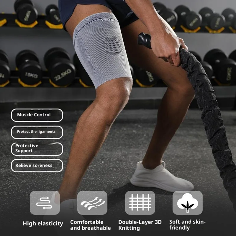 VBOSI 5187V 1Pc Size M Thigh Support Compression Sleeve for Outdoor Running Sports Protective Gear - Grey