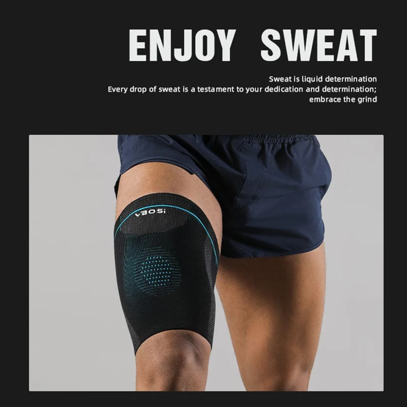 VBOSI 5187V 1Pc Size M Thigh Support Compression Sleeve for Outdoor Running Sports Protective Gear - Grey