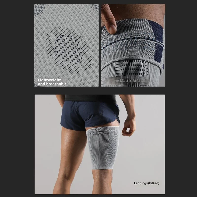 VBOSI 5187V 1Pc Taglia XL Manica di Compressione per Supporto Coscia per Sport Outdoor Attrezzatura Protettiva - Grigio