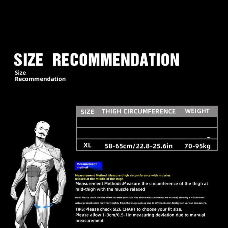 VBOSI 5187V 1Pc Taglia XL Manica di Compressione per Supporto Coscia per Sport Outdoor Attrezzatura Protettiva - Grigio