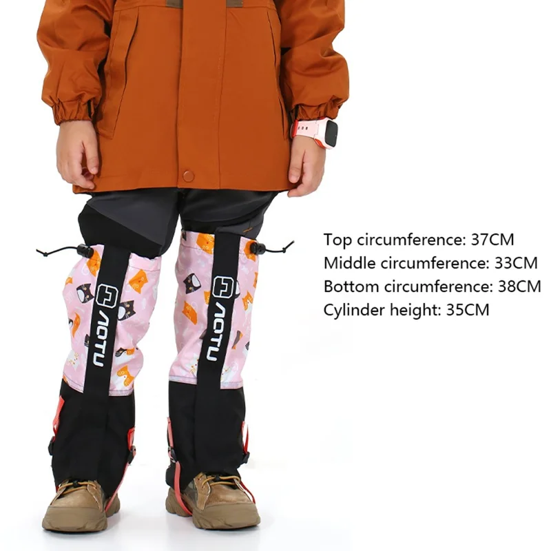 AOTU 1 Pair Waterproof Snow-proof Leg Gaiters Kids Outdoor Climbing Skiing Calf Cover - L / Pink Cat Pattern