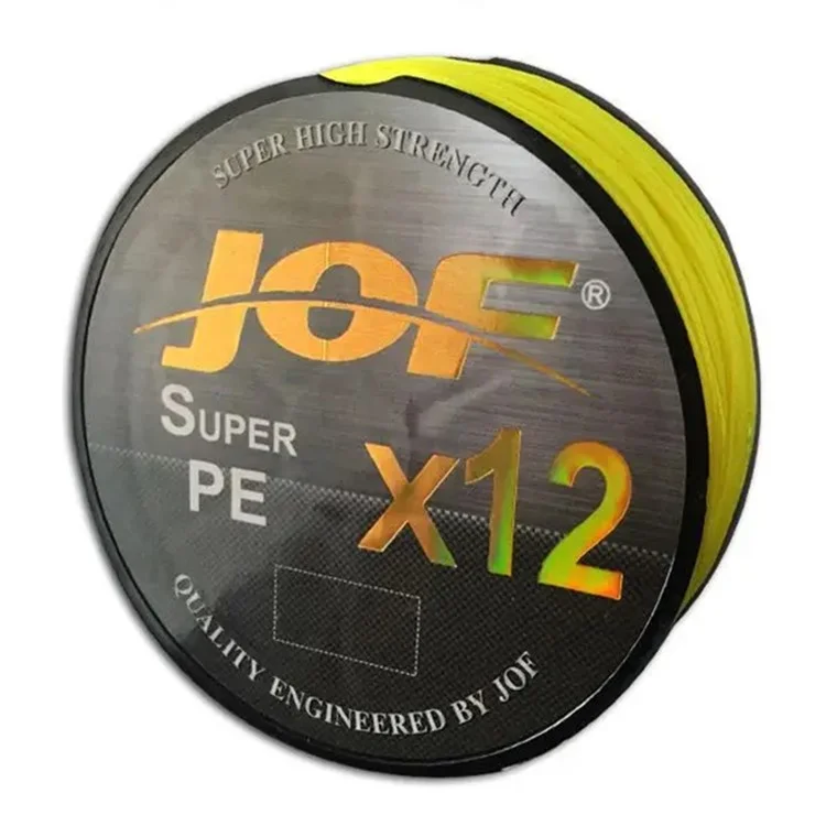 JOF 100m 6.0# 12 Strand Braided Fishing Line High Strength PE Fishing Wire - Yellow