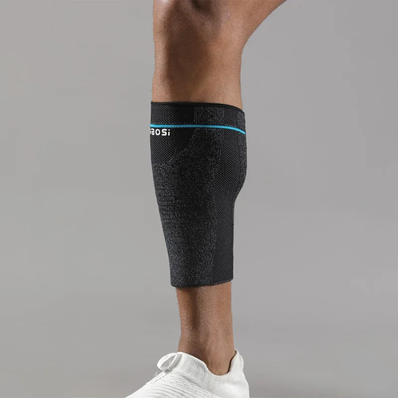 VBOSI 0187V 1PC Compression Calf Sleeve M Size, 30-37cm Sports Leg Support for Basketball Running Cycling - Black