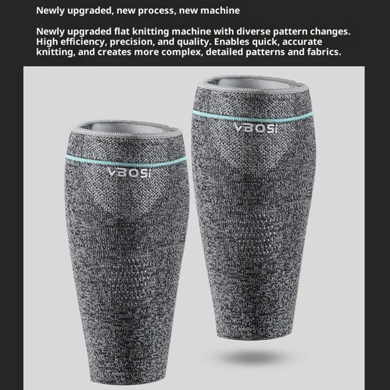 VBOSI 0187V 1PC Compression Calf Sleeve M Size, 30-37cm Sports Leg Support for Basketball Running Cycling - Black