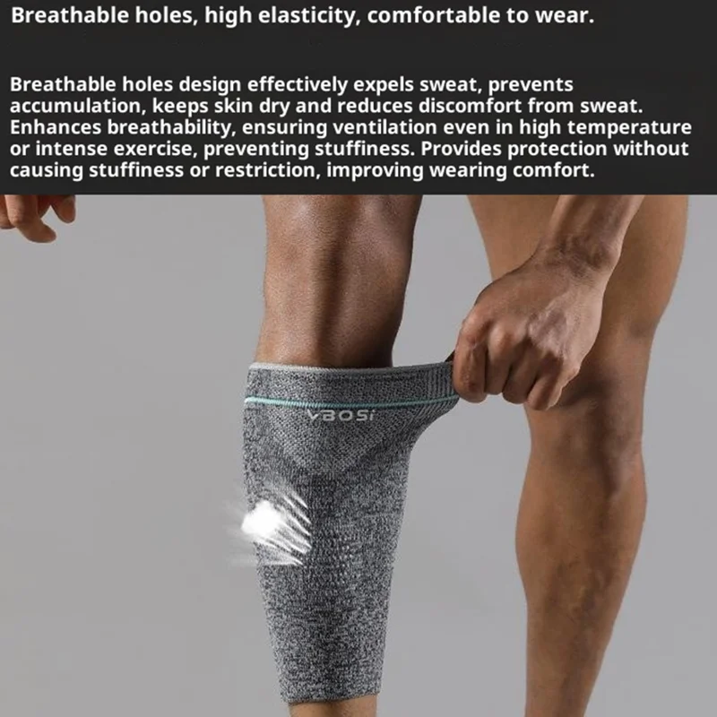 VBOSI 0187V 1PC Compression Calf Sleeve M Size, 30-37cm Sports Leg Support for Basketball Running Cycling - Black