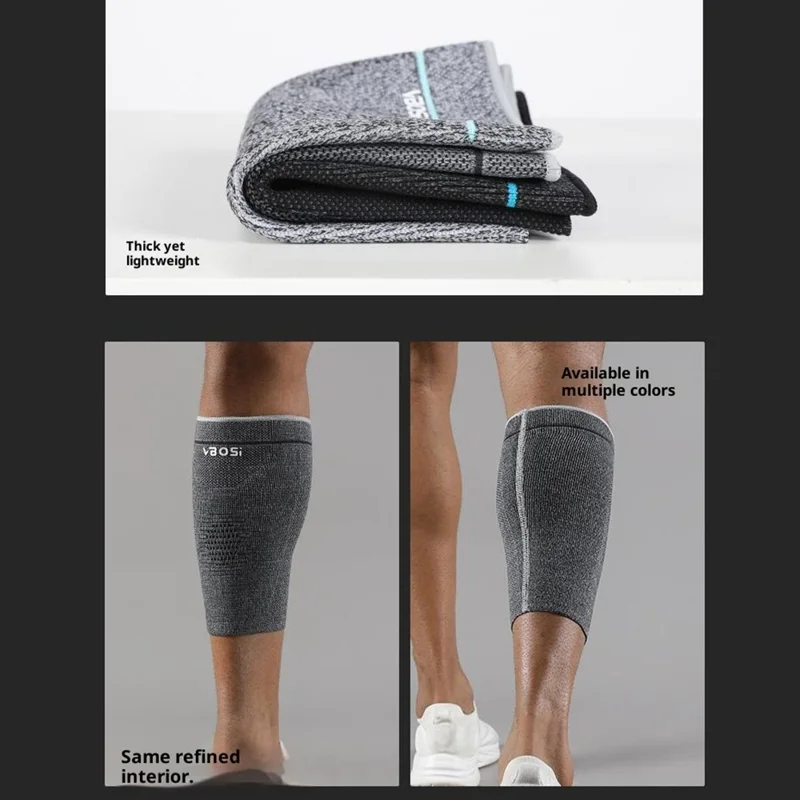 VBOSI 0187V 1PC Compression Calf Sleeve M Size, 30-37cm Sports Leg Support for Basketball Running Cycling - Black