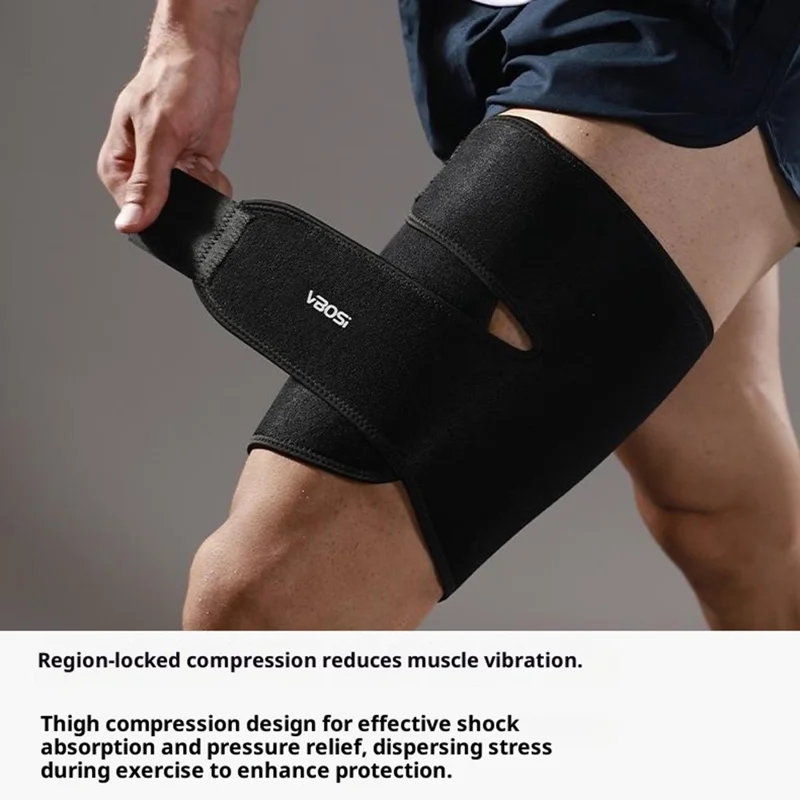 VBOSI 5338V 1PC Thigh Brace Adjustable Hamstring Compression Sleeve Support, One Size for Fitness, Weightlifting - Grey
