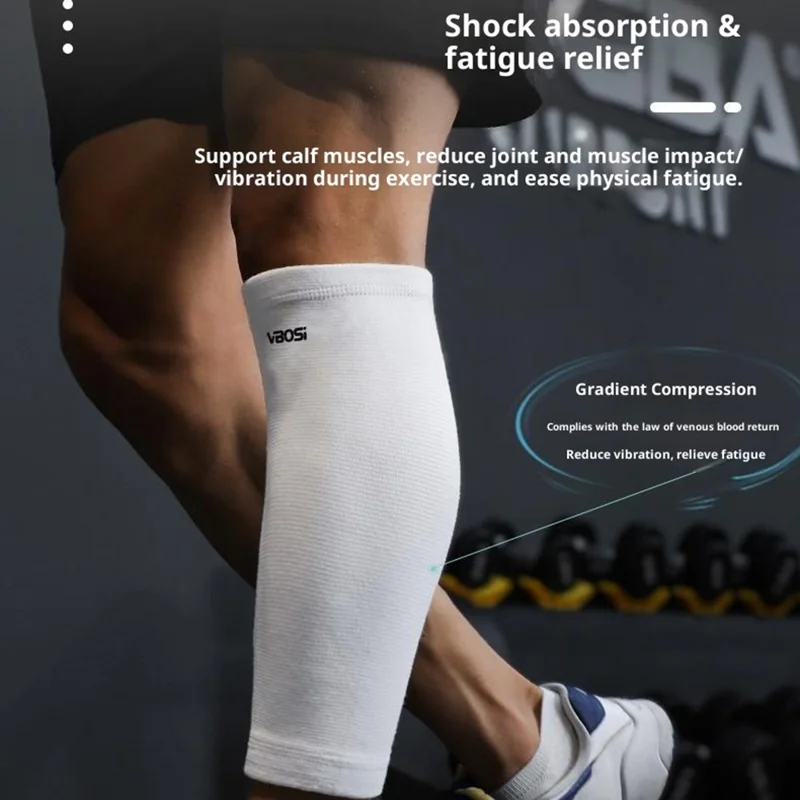 VBOSI 4007V 1PC Calf Compression Sleeve Leg Compression Socks Shin Splints Support for Running Cycling - White  /  M