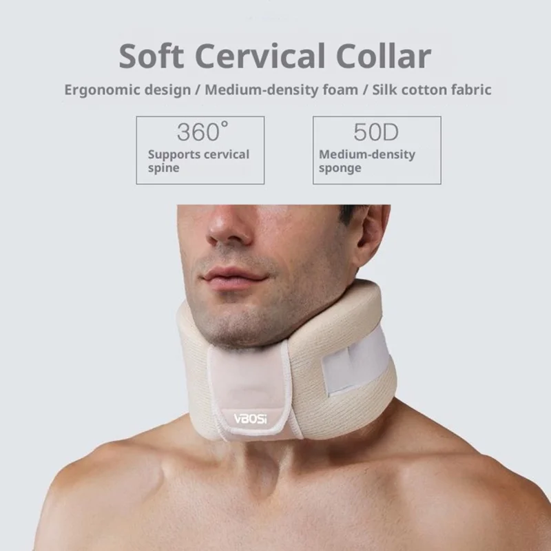 VBOSI 1722V Collier Cervical Réglable Support Cervical en Mousse Protecteur de Cou - Beige / M