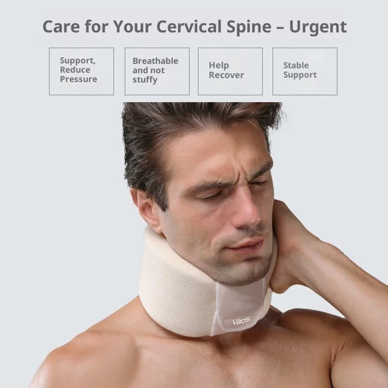 VBOSI 1722V Collier Cervical Réglable Support Cervical en Mousse Protecteur de Cou - Beige / M