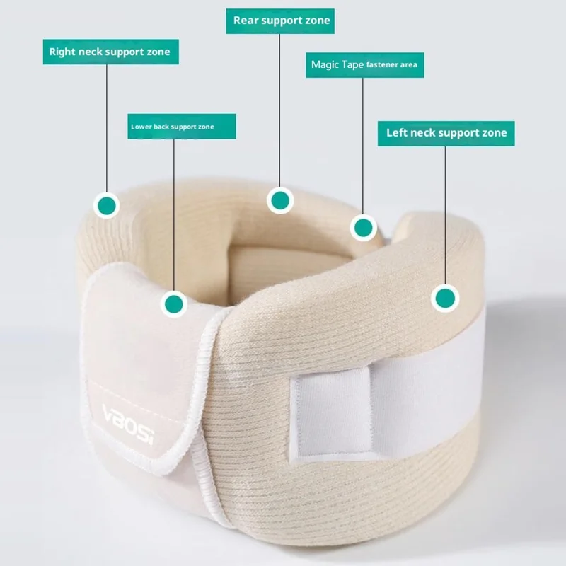VBOSI 1722V Collier Cervical Réglable Support Cervical en Mousse Protecteur de Cou - Beige / M