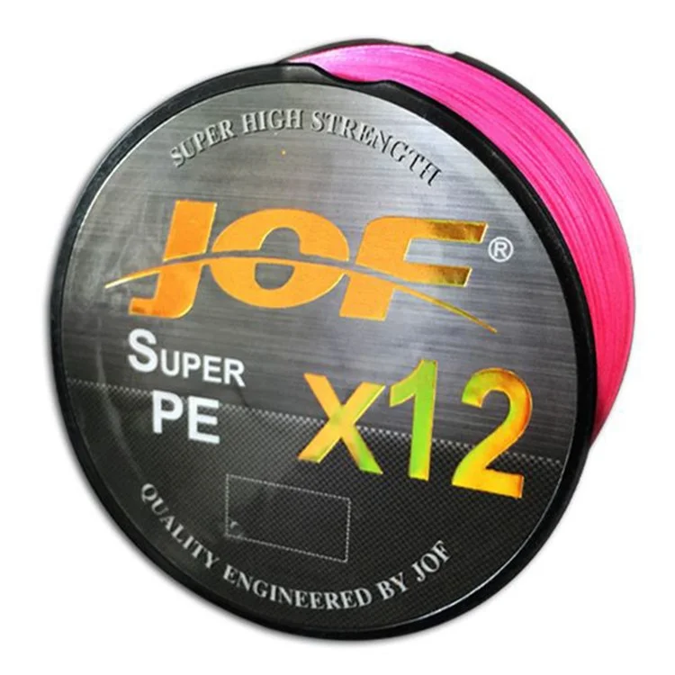 JOF 2.0# 12 Strand Braided Fishing Line High Strength PE Carp Fishing Wire, Length: 100m - Pink