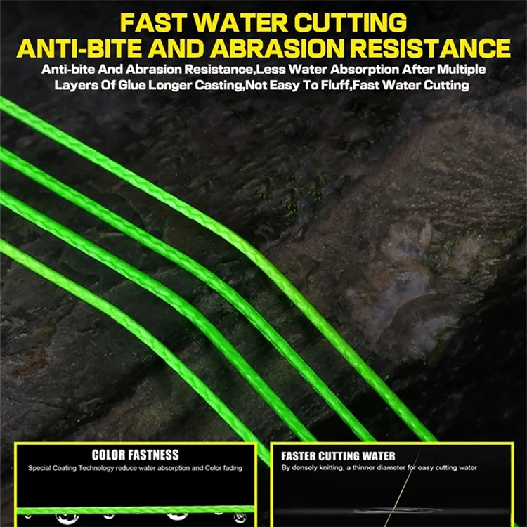 JOF 100m 4.0# Anti-bite Anti-wear Fishing Line 9 Strands High Strength PE Braided Fishing Wire - Verde