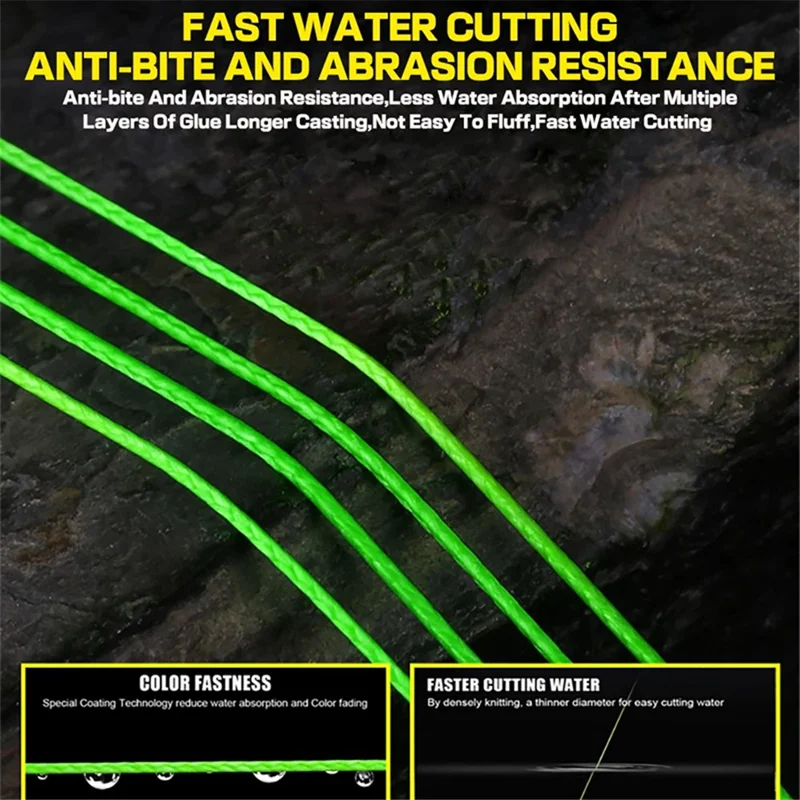JOF 100 m 8,0# Wędkarska żyłka 9-szlakowa Żyłka PE odporna na ugryzienia Wysokowytrzymała wędkarska żyłka - Zielony